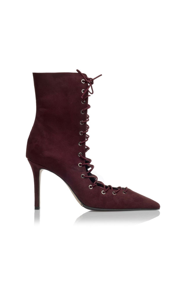 Γόβα μποτάκι με σχοινιά μπορντώ