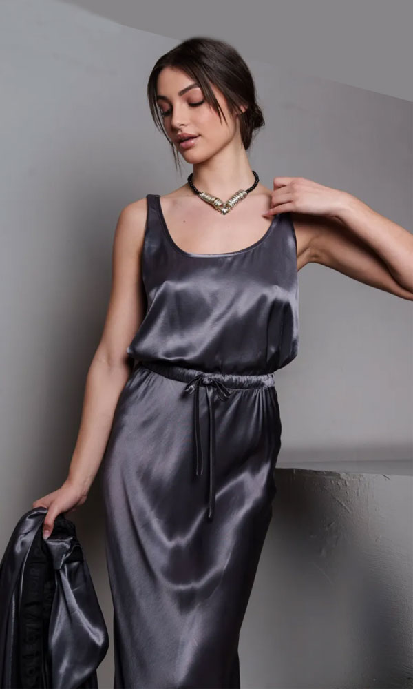 Μπλούζα γκρι σατέν