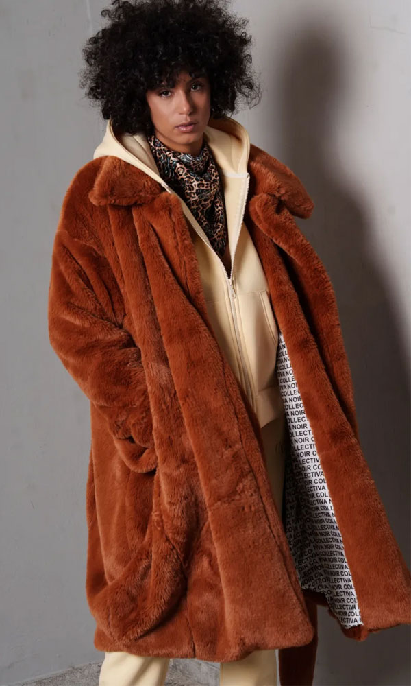 Οικολογική γούνα με σατέν φόδρα και ζώνη